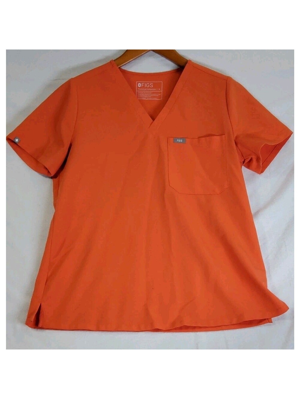FIGS Shirt Technical Collection V Neck Scrub Top Women's Medium Orange